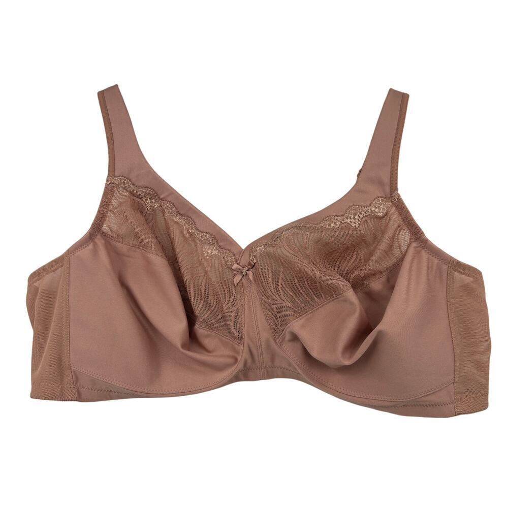Glamorise Bra Size 50C Cafe Magic Lift Natural Shape Support Wire Free Lace Trim
